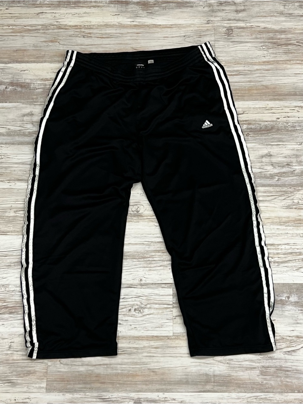 Vintage Adidas Y2K Black Mesh 3-Stripe Track Pants XL (2005)